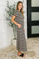 PREORDER: Cap Sleeve Maxi Dress in Black and Tan Stripe