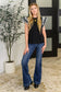 Contrast Flutter Sleeve Top in Black