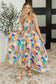 Paint Me Pretty Square Neck Dress in Lime, Blue and Tangerine