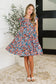 Petal to the Metal Flutter Sleeve Dress in Navy/Coral