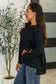 Wander & Rest Cable Ribbed Knit Drop Shoulder Top in Black